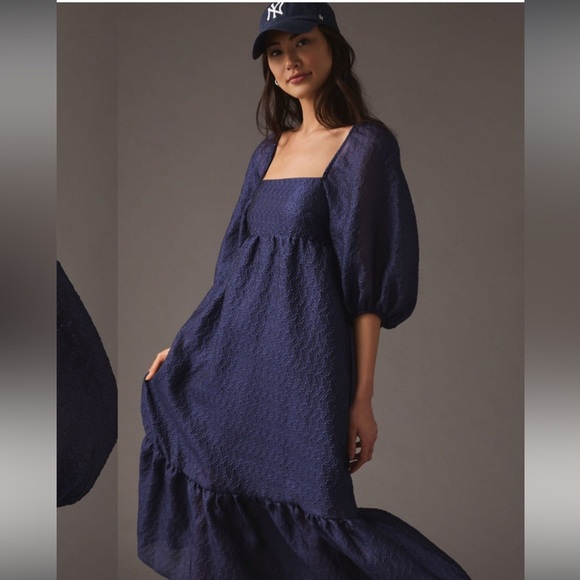 Puff-Sleeve Dress navy iridescent fall party formal boho
Anthropologie $160 - Picture 9 of 9